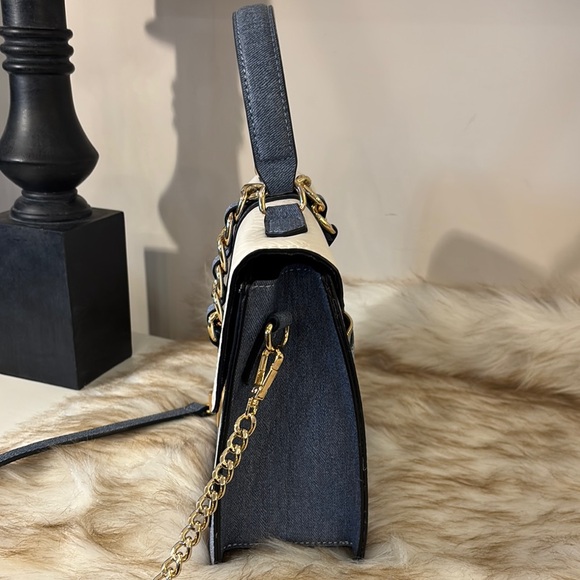 ALDO Blue Denim with White & Gold. Top Handle with Crossbody - Picture 8 of 12